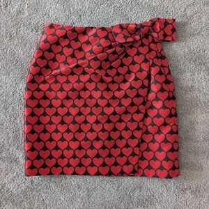 J. Crew Black and Red Heart Skirt